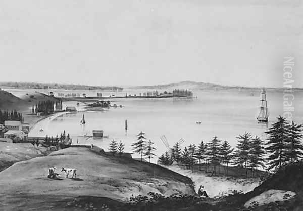 The Bay of New York Looking to the Narrows and Staten Island, Taken from Brooklyn Heights Oil Painting by William Guy Wall