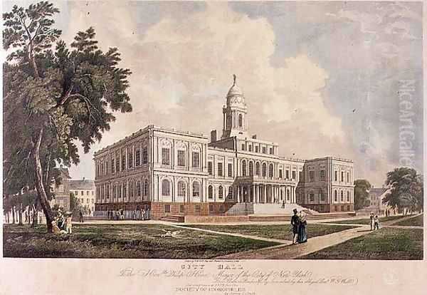 City Hall, engraved, printed and coloured by I. Hill, 1826 Oil Painting by William Guy Wall