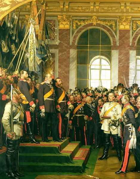 The Proclamation of Wilhelm as Kaiser of the new German Reich, in the Hall of Mirrors at Versailles on 18th January 1871, painted 1885 Oil Painting by Anton Alexander von Werner