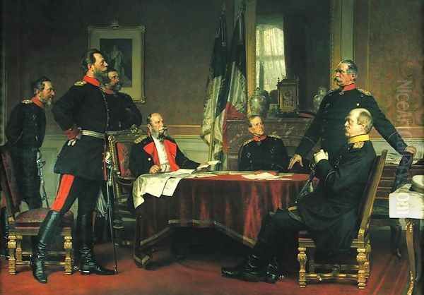 Discussion of a War Strategy in Versailles, 1900 Oil Painting by Anton Alexander von Werner