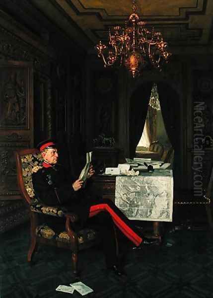 Moltke in Versailles, 1872 Oil Painting by Anton Alexander von Werner