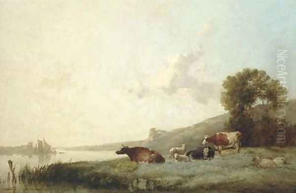 A Summer evening Oil Painting by Thomas Francis Wainewright