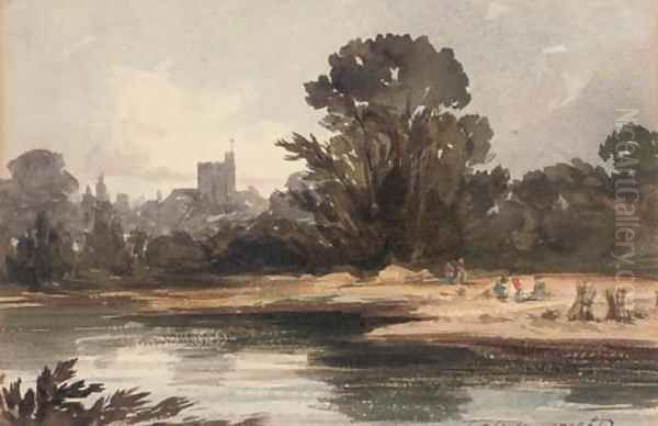 Egham Church Oil Painting by Thomas Francis Wainewright