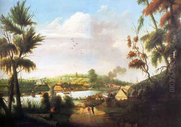 A Direct North General View Of Sydney Cove Oil Painting by Thomas Watling