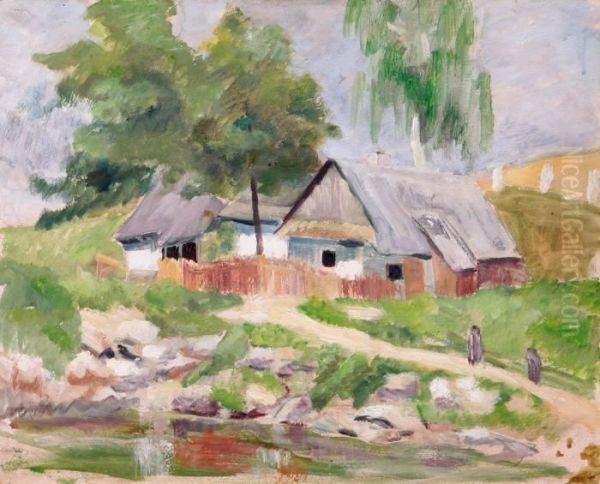 House By The River Oil Painting by Gustav Macoun