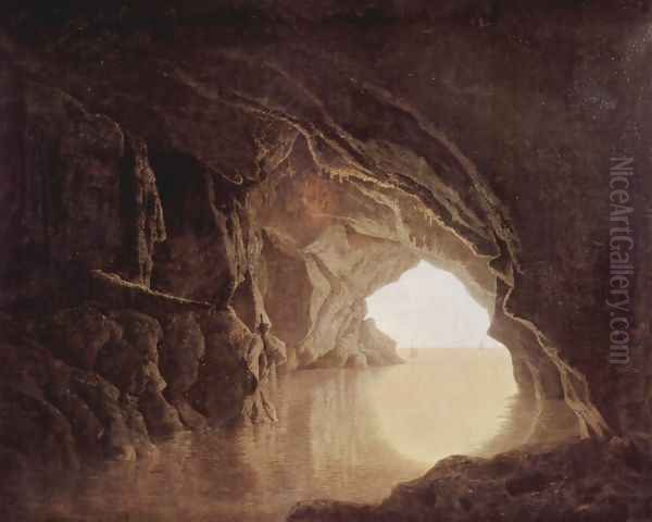 Cave in the evening Oil Painting by Joseph Wright