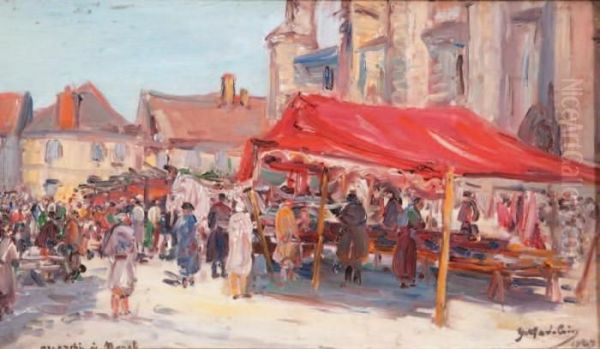 marche A Moret Oil Painting by Gustave Madelain