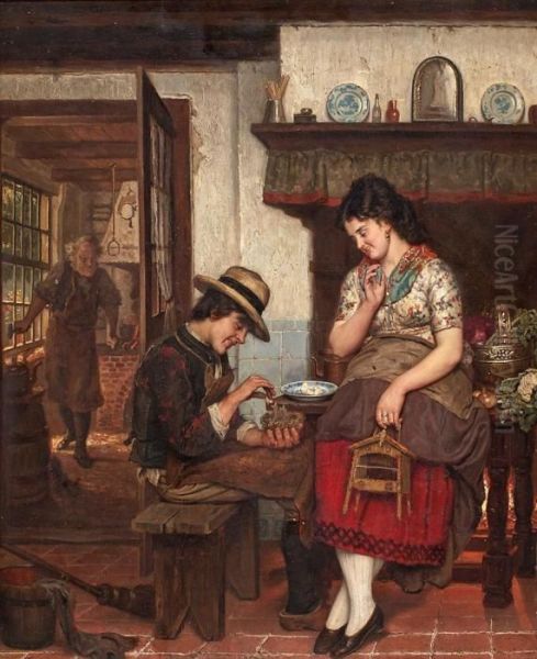 Pareja En Un Interior Oil Painting by Adrien Jean Madyol Madiol