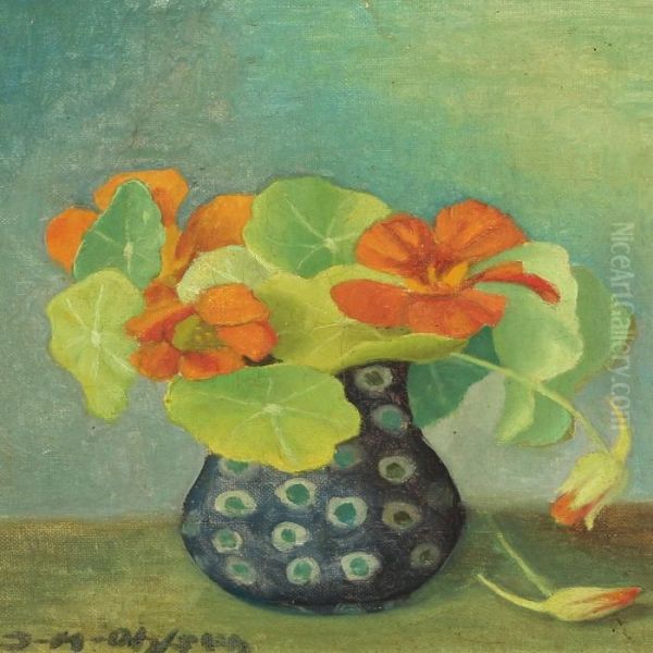 Still Life With Flowers Oil Painting by Jeppe Madsen-Ohlsen