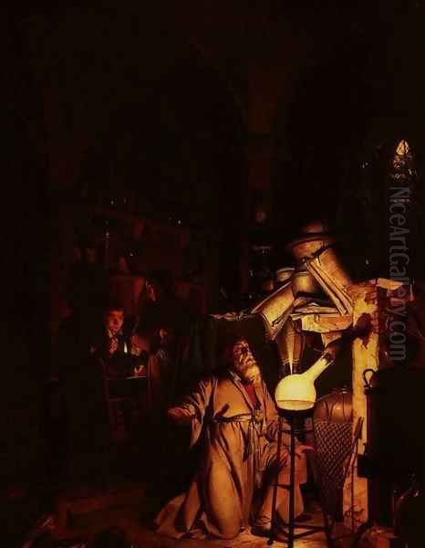 The Alchemist in Search of the Philosopher's Stone Oil Painting by Joseph Wright