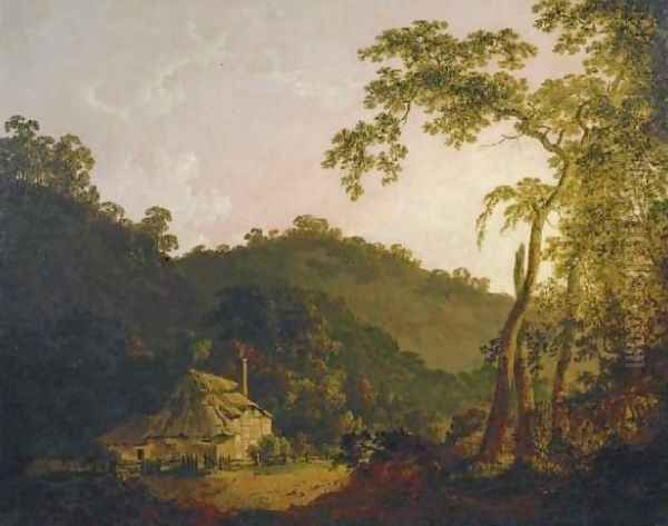 A Cottage in Needwood Forest Oil Painting by Joseph Wright