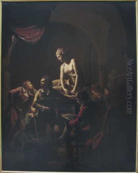 Academy by Lamplight Oil Painting by Joseph Wright