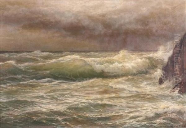 Mer Agitee Au Bord Des Rochers Oil Painting by Wartan Mahokian