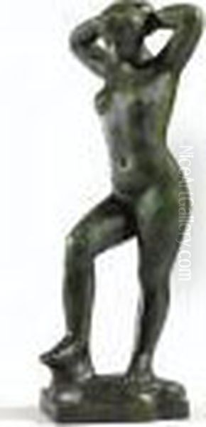 Baigneuse Debout Se Coiffant Oil Painting by Aristide Maillol