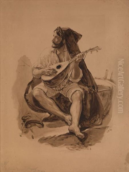 Musician And Pirate Oil Painting by Vladimir Egorovic Makovsky