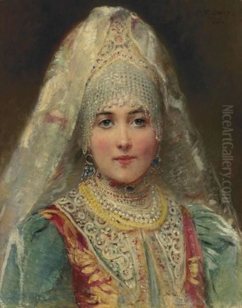 Boyarina Oil Painting by Konstantin Egorovich Makovsky