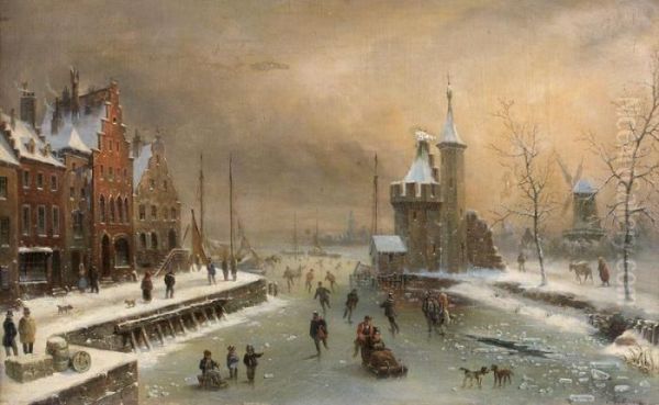 Les Jeux D'hiver Oil Painting by Louis Claude Malbranche