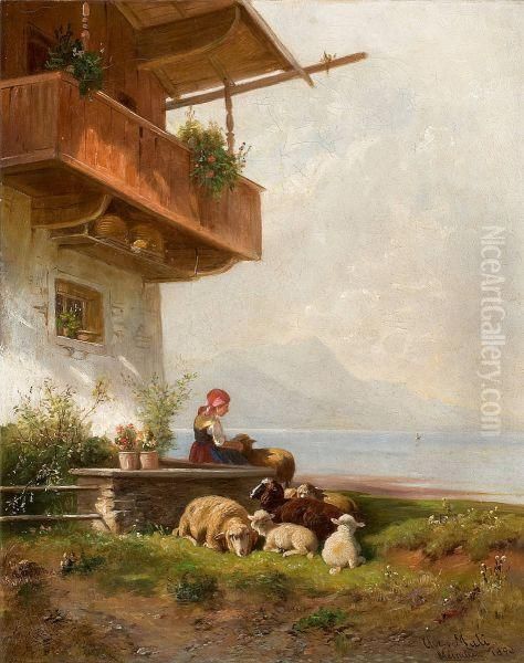 In Front Of The House Oil Painting by Christian Friedrich Mali