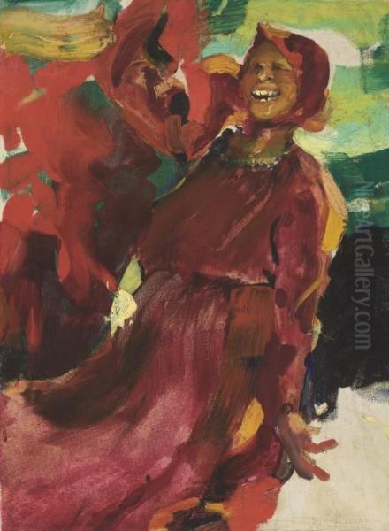 Laughing Girl Oil Painting by Philippe Andreevitch Maliavine