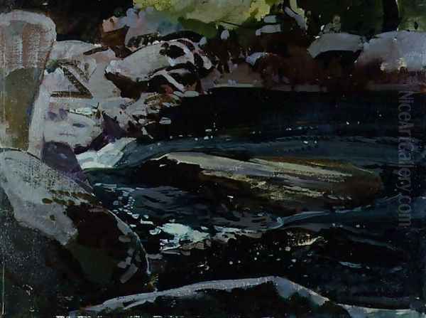 Flowing River Oil Painting by Harry Watson