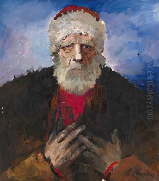 Portrait Of An Old Bearded Man Oil Painting by Philippe Andreevitch Maliavine