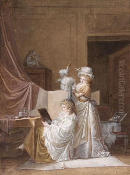 La Coiffure Oil Painting by Jean-Baptiste Mallet