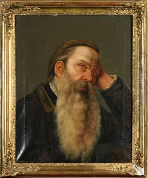 A. Mansportratt, Signerat Oil Painting by August Malmstrom