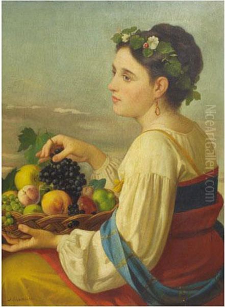 Muchacha Con Frutas Oil Painting by Antonio Mancini