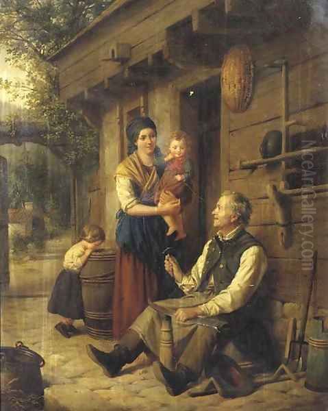 Tending to the tools Oil Painting by Julius Weyde