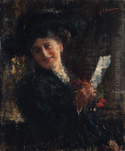 La Lettera Oil Painting by Antonio Mancini