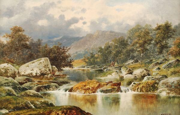 On The River Lledr, Wales Oil Painting by William Henry Mander