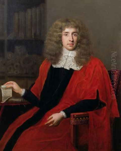 Portrait of Judge Jeffreys, George Jeffreys, 1st Baron (1648-89) Oil Painting by John Michael Wright