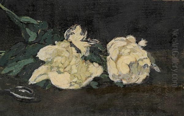 Pivoines Blanches Et Secateur Oil Painting by Edouard Manet