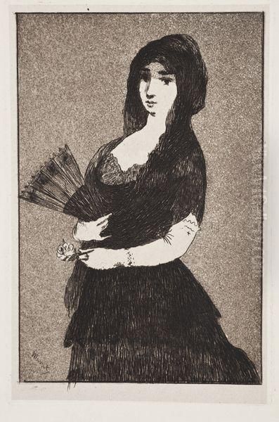 Fleur Exotique, Ou La Femme A La Mantille Oil Painting by Edouard Manet