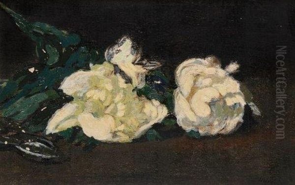 Pivoinesblanches Et Secateur Oil Painting by Edouard Manet