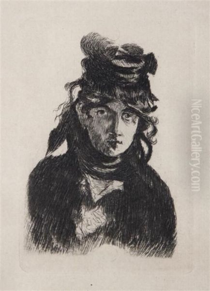 Baudelaire De Profil En Chapeau 
 And 
Berthe Morisot Oil Painting by Edouard Manet