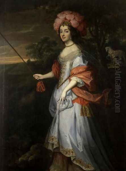 A Lady in Masquerade Costume, c.1679 Oil Painting by John Michael Wright