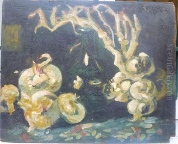 Nature Morte Aux Oignons Et Ail Oil Painting by Joseph C., Jose Mange