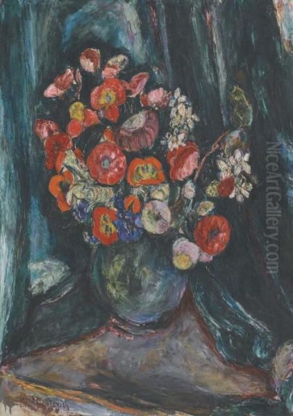 Still Life With Poppies Oil Painting by Abraham Manievich