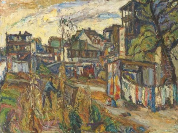 City Scene Oil Painting by Abraham Manievich