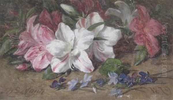 Azaleas And Violets Oil Painting by Joshua Hargrave Sams Mann