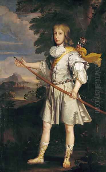 Portrait of a young man, possibly Anthony Henley, son of Sir Robert Henley, of The Grange, Hampshire, full-length Oil Painting by John Michael Wright