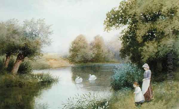 On the Avon, Summertime Oil Painting by Robert Hollands Walker