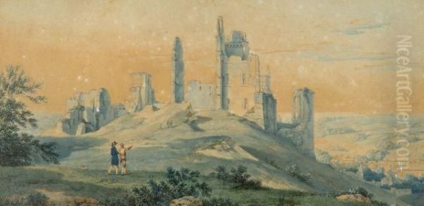 Les Ruines Du Chateau De Pierrefonds Oil Painting by Pierre-Antoine Marchais