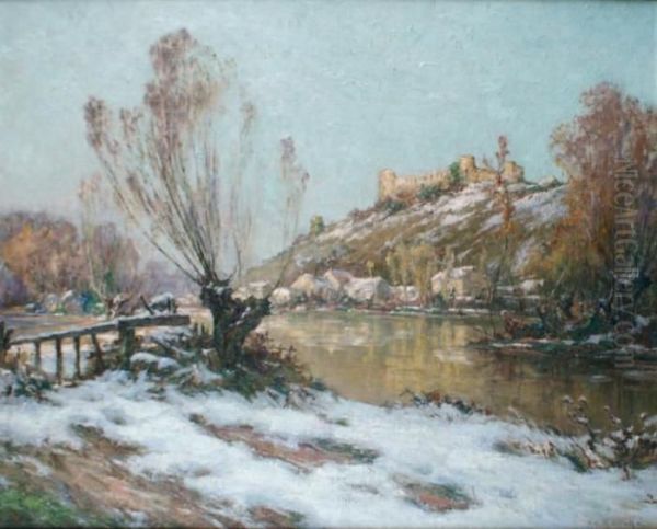 Dernieres Neiges A Druyes (yonne) Oil Painting by Ernest G. Marche