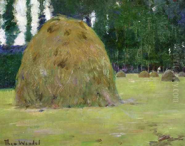 Haystacks in Giverny, France Oil Painting by Theodore Wendel