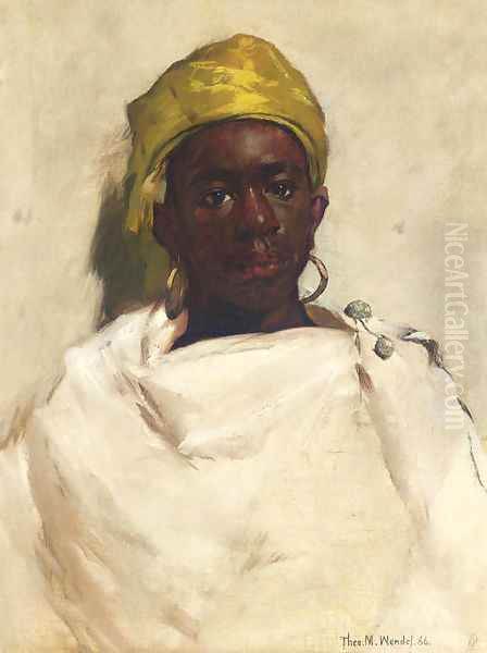 Portrait of a Moroccan Youth Oil Painting by Theodore Wendel