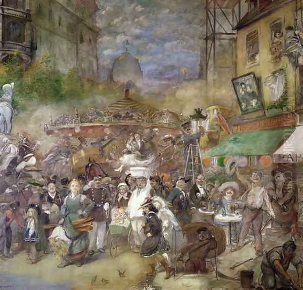 Decorative panel depicting Paris, Salon de la Commission du Personnel Oil Painting by Adolphe Willette