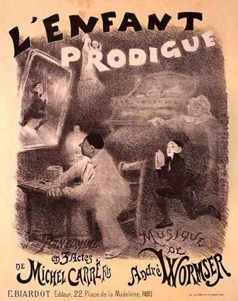 Reproduction of a poster advertising The Prodigal Son, a pantomime by Michel Carre, 1890 Oil Painting by Adolphe Willette