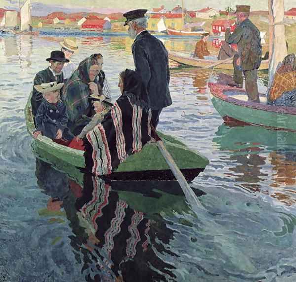 Church Goers in a Boat, 1909 Oil Painting by Carl Wilhelm Wilhelmson